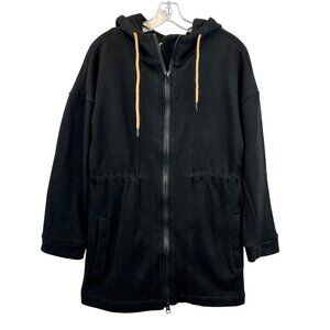 Zyia Active Womens Full Zip Sweatshirt Long Hoodie Jacket Black Size Medium